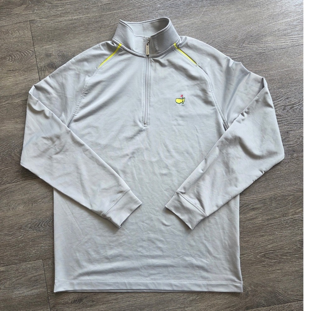 Masters Tech Quarter Zip Pullover Mens Small Grey Golf Tournament Logo
